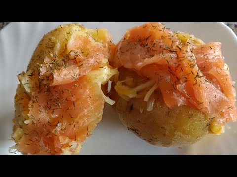 Patatas rellenas de salmón y queso, fácil y rico con Thermomix