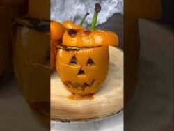 Pimientos Rellenos de Papas, Chorizo y Queso #shorts #halloween #cena #receta