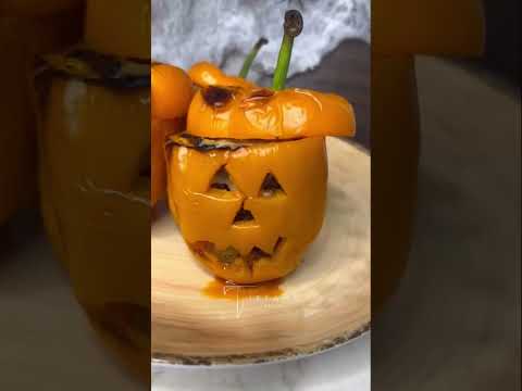 Pimientos Rellenos de Papas, Chorizo y Queso #shorts #halloween #cena #receta