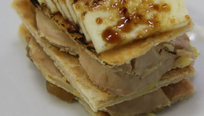Receta casera de milhojas de manzana y lacón