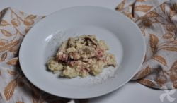 Risotto de setas deshidratadas y jamón cocido