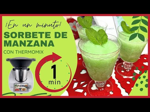 SORBETE de MANZANA🍏  NATURAL en tan sólo 1 MINUTO con THERMOMIX 💚  | Receta FÁCIL y RÁPIDA 💫