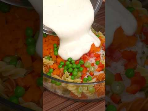 ENSALADA DE FIDEOS CON POLLO. #shorts #receta #cocina #recetafácil #pollo #ensalada