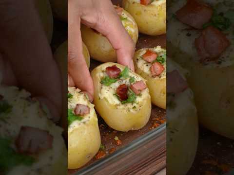 PAPAS RELLENAS CREMOSA CON TOCINO. #shorts #receta #cocina #recetafácil #food #almuerzo