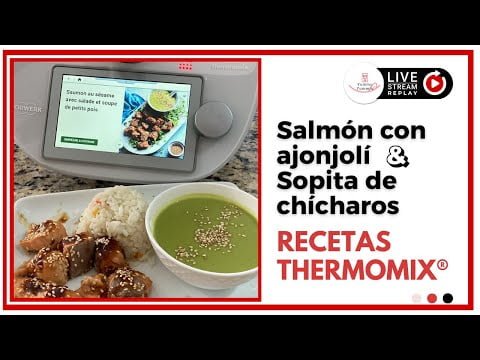 Salmón y sopa de chícharos con Thermomix