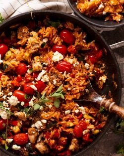 Risoni de pollo griego de una olla (orzo)