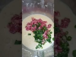 Thermomix cooking. Fried cheese with salami & spring onion.
