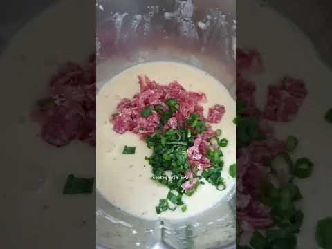 Thermomix cooking. Fried cheese with salami & spring onion.