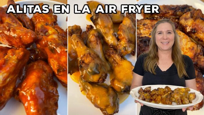 ALITAS DE POLLO EN LA FREIDORA DE AIRE | Mango Habanero, BBQ, Buffalo, limón pimienta, Aderezo Ranch