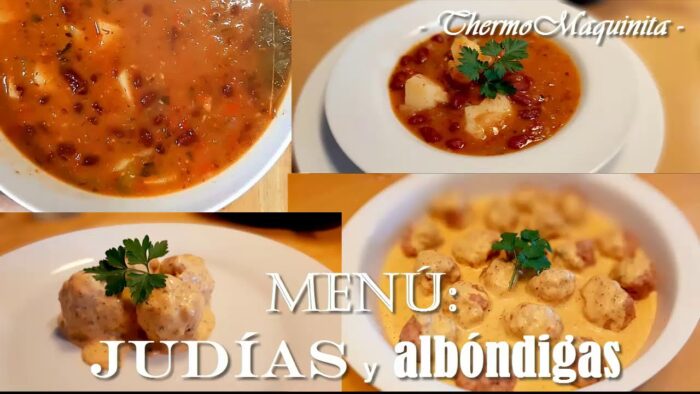 MENÚ: JUDÍAS Pintas y ALBÓNDIGAS en salsa con THERMOMIX®//Primer y segundo plato//Fácil y rico…