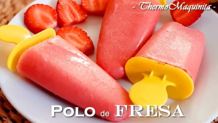 POLOS de FRESAS con THERMOMIX®. HELADO de fruta apto para niños pequeños.