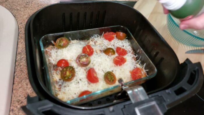 Pollo con queso crujiente en freidora de aire #aigostar#airflyer#queso#tomatescherrys