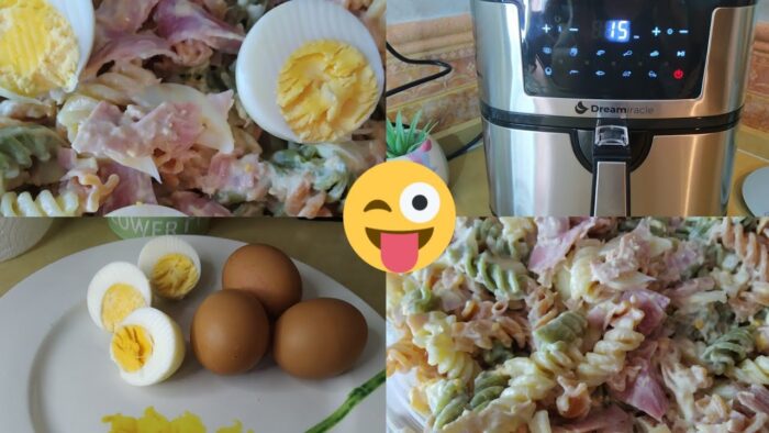 estrenando ☺️( air fryer ) freidora de aire 😊cociendo huevos y preparando ensaladilla de pasta