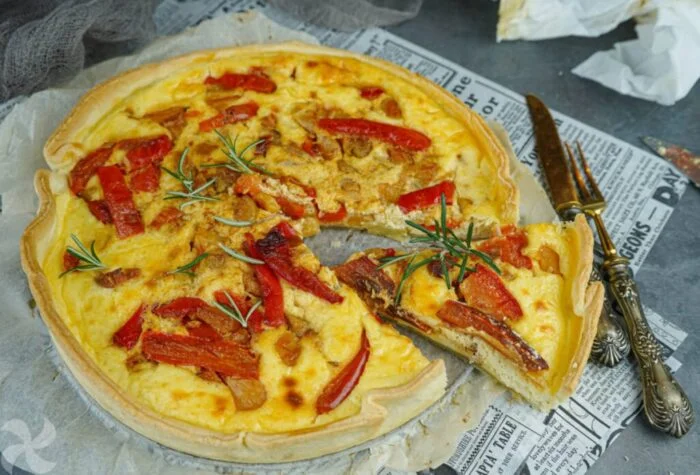 Tarta de queso salada con verduras