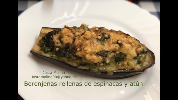 Berenjenas rellenas de espinacas y atún, realizado con Thermomix por Justa