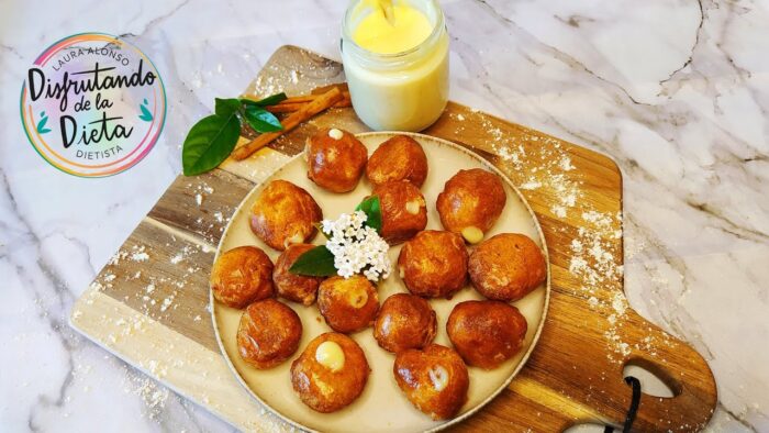 Buñuelos rellenos de crema pastelera casera hechos en Freidora de Aire – Disfrutando de la Dieta