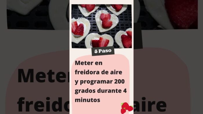 Corazones de hojaldre con fresa y queso en crema freidora de aire Cosori: Receta fácil Día del Padre