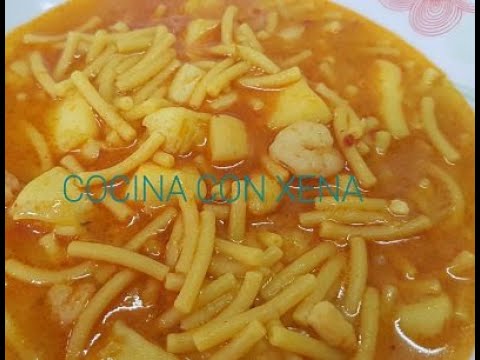 Fideos con sepia y gambitas, con THERMOMIX