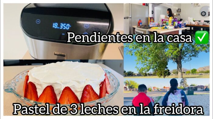 Hice un PASTEL 🍰 de tres leches EN LA FREIDORA DE AIRE | cosas de AMA DE CASA ✅