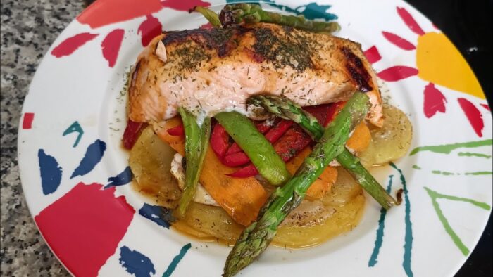 Salmón en papillote con verduras en freidora de aíre 😍  #salmon #papillote #healthy #airfryer