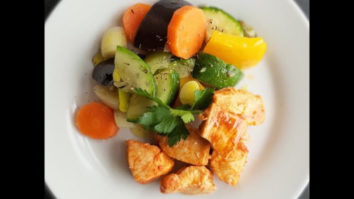 VERDURAS con POLLO al VAPOR con THERMOMIX.