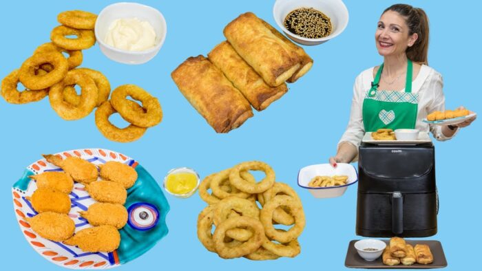✅4 CONGELADOS freidora de aire/ANILLAS Calamar🦑/MUSLITOS de mar🦀/AROS Cebolla🧅/ROLLITOS primavera🥡