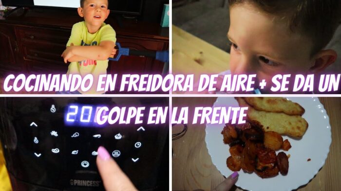 COCINANDO EN FREIDORA DE AIRE + SE DA UN GOLPE EN LA FRENTE//VLOGS DIARIOS