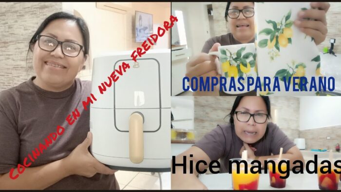 COCINÉ EN MI NUEVA FREIDORA DE AIRE/COMPRAS PARA VERANO🍋/HICE MANGADAS🥭😋/#lorenavlogs