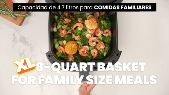 TurboFry táctil de 4.7 Litros. Freidora de aire con ventana