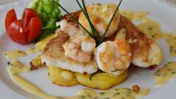 Gambas con salsa de naranja