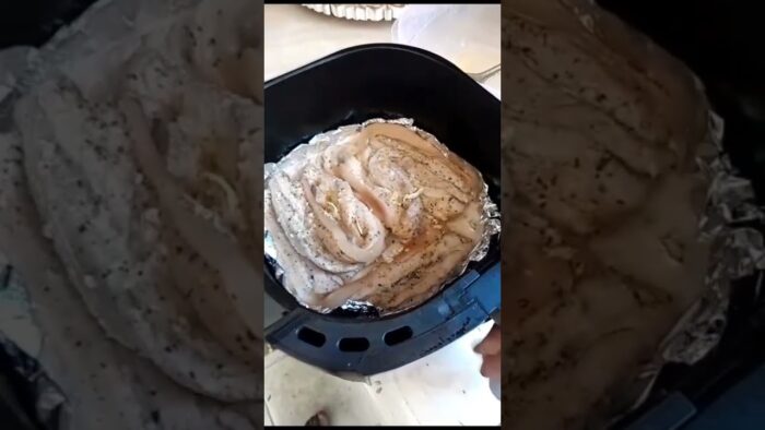 Deliciosas y saludables costillitas cocinadas en la freidora de aire.