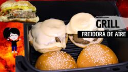 Hamburguesas en el grill de la freidora de aire