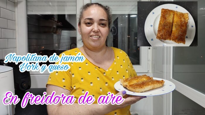 Napolitana de jamón York y queso en freidora de aire// Cecofry Deluxe de @CecotecOficial