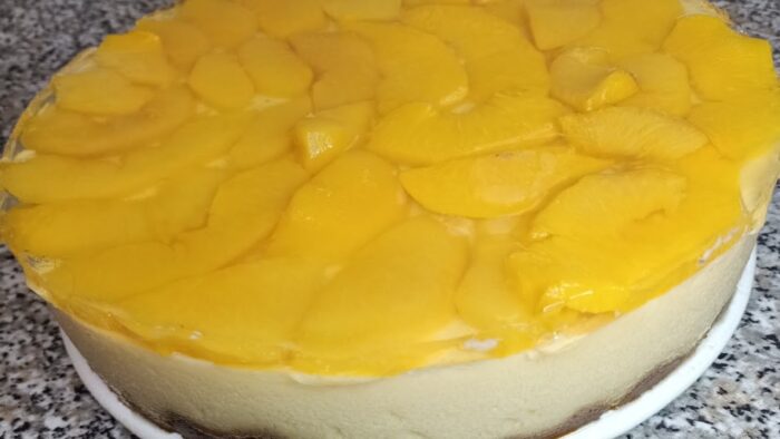 Tarta de melocotón, fácil y rico con Thermomix
