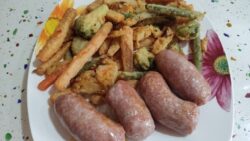 Tempura de verduras con butifarra en freidora de aire