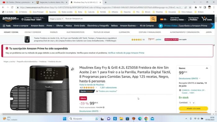 🍳 ¡Oferta Amazon! MOULINEX Freidora sin aceite Easy Fry & Grill 2 EN 1 barato 80€ ¡50 DTO! Opinión 🍳
