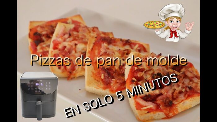 En 5 minutos tienes listas unas Pizzas de pan de molde en la freidora de aire crujientes y fáciles