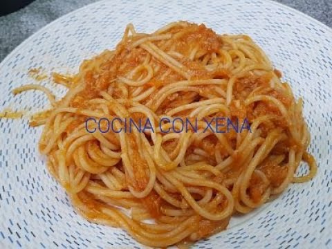 Espaguetis con atún y zanahorias en un paso, con THERMOMIX