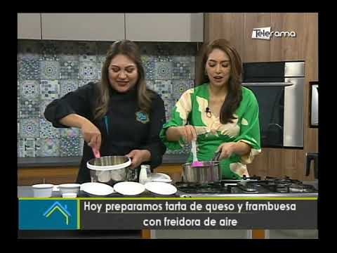 Hoy preparamos tarta de queso y frambuesa con freidora de aire