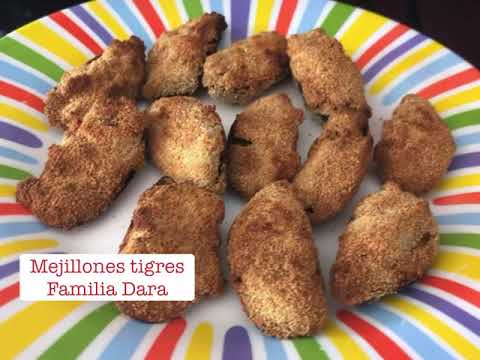 Mejillones tigre , relleno en mambo y terminadas en freidora de aire