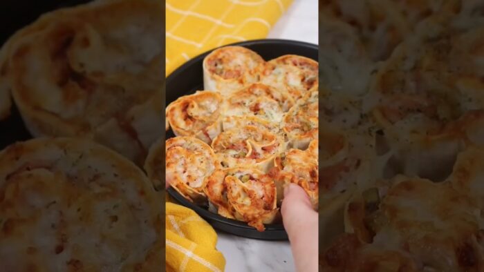 🍕 Mini rolls de pizza en freidora de aire🍕 #receta #recetafacil #freidoradeaire