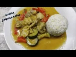 POLLO AL CURRY CON LECHE DE COCO Y ARROZ BASMATI con thermomix/COCINA FACIL/COCINA PAQUITA SALAS
