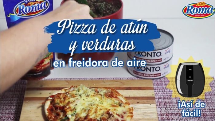 Pizza de salsa Roma, atún y verduras con freidora de aire 🍕