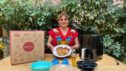 Pollo horneado y papa rellena en Freidora de aire RAMJOY #ramjoy