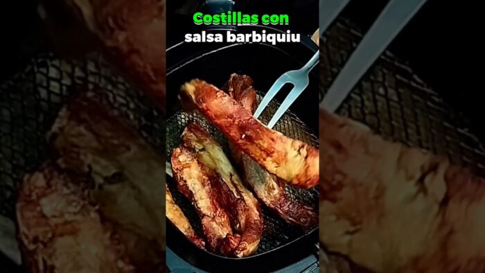 Como hacer COSTILLAS con salsa agridulce ✅ en freidora de aire facil y rapido