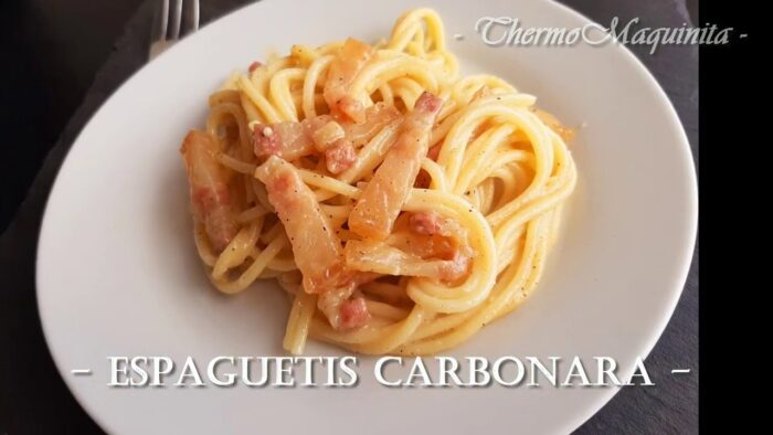 Espaguetis CARBONARA con THERMOMIX. Auténtica.