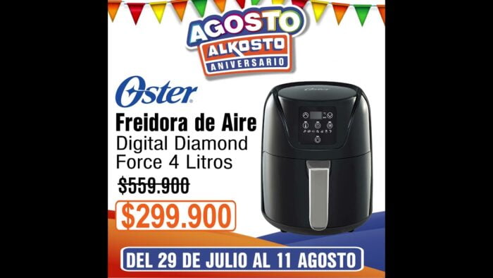 Freidora de Aire OSTER 4 Litros Digital Diamond Force Negro
