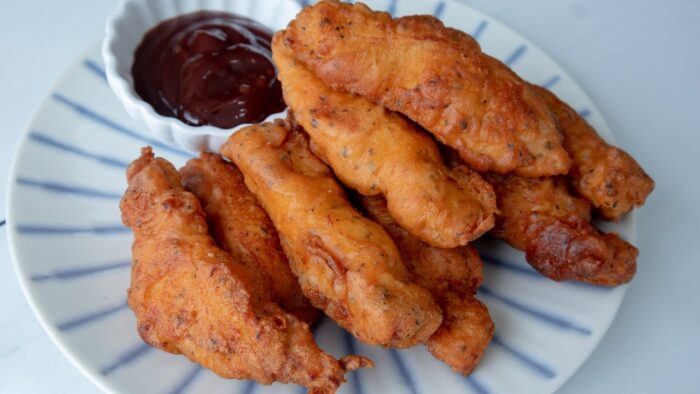 Pollito frito en aceite y en freidora de aire