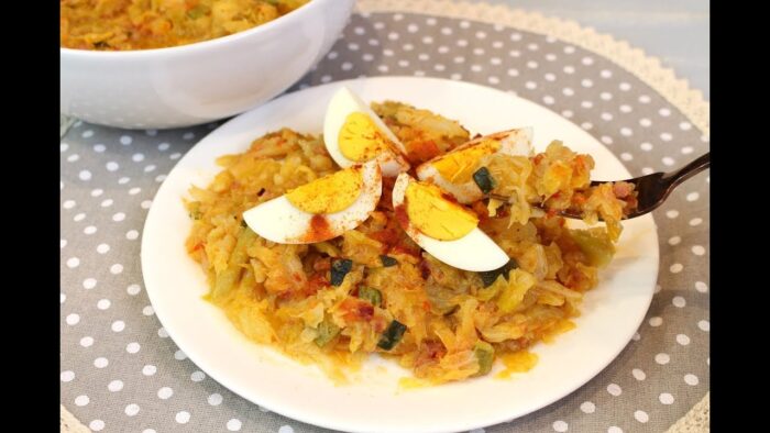 Repollo con calabacín y jamón en Thermomix | Receta paso a paso