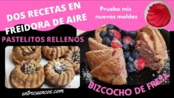✅ BIZCOCHO en FREIDORA DE AIRE de fresa 🍓 ‼ | 2 recetas en Airfryer| Probando MOLDES DE SILICONA